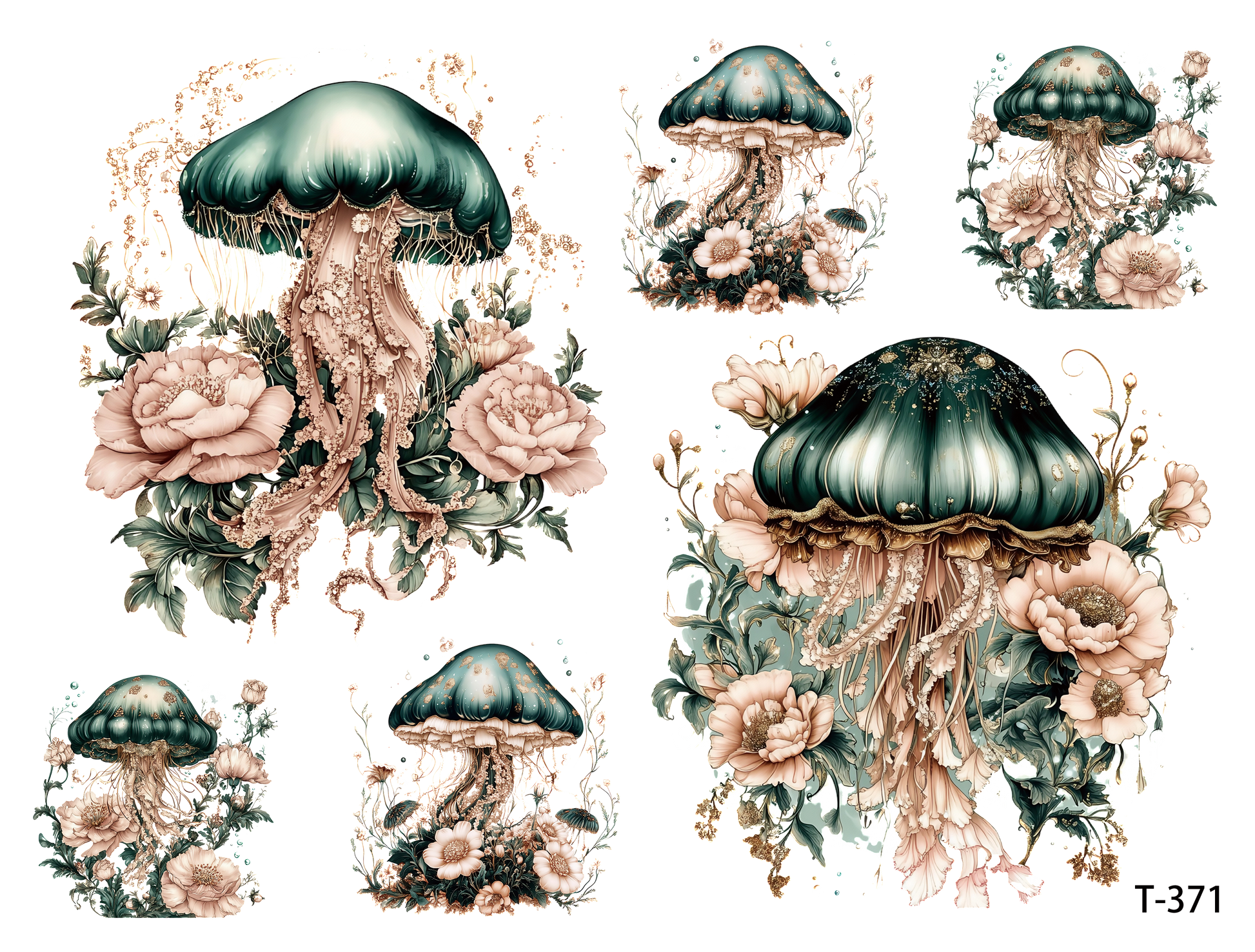 T371-T380 3D pre-cut embossed sticker 1pcs(4.92*3.74 inch) T371