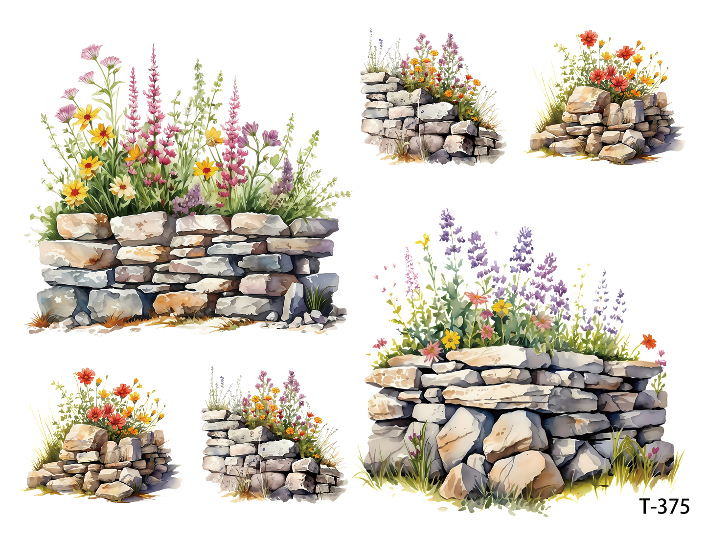 T371-T380 3D pre-cut embossed sticker 1pcs(4.92*3.74 inch) T375