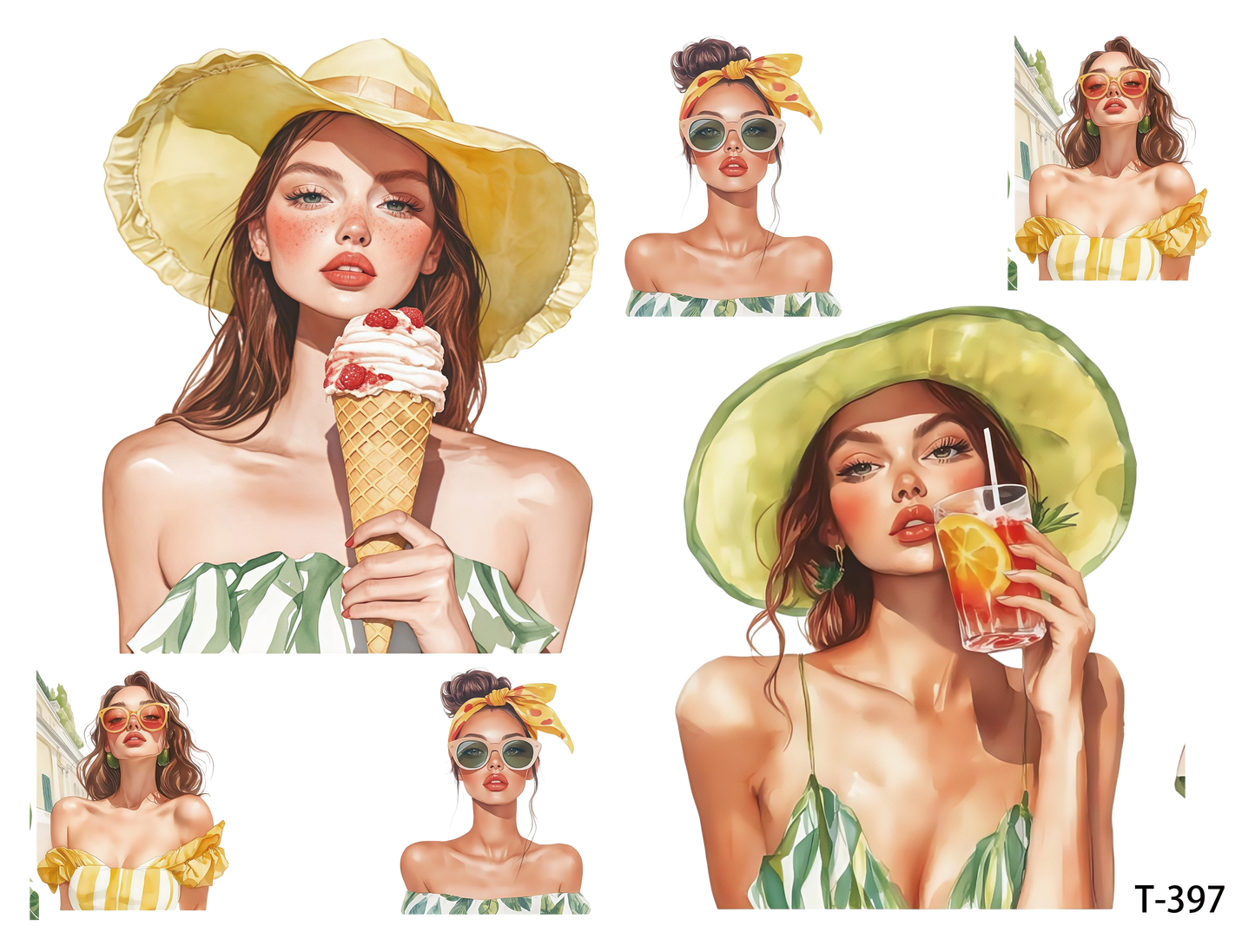 T391-T400 3D pre-cut embossed sticker 1pcs(4.92*3.74 inch) T397