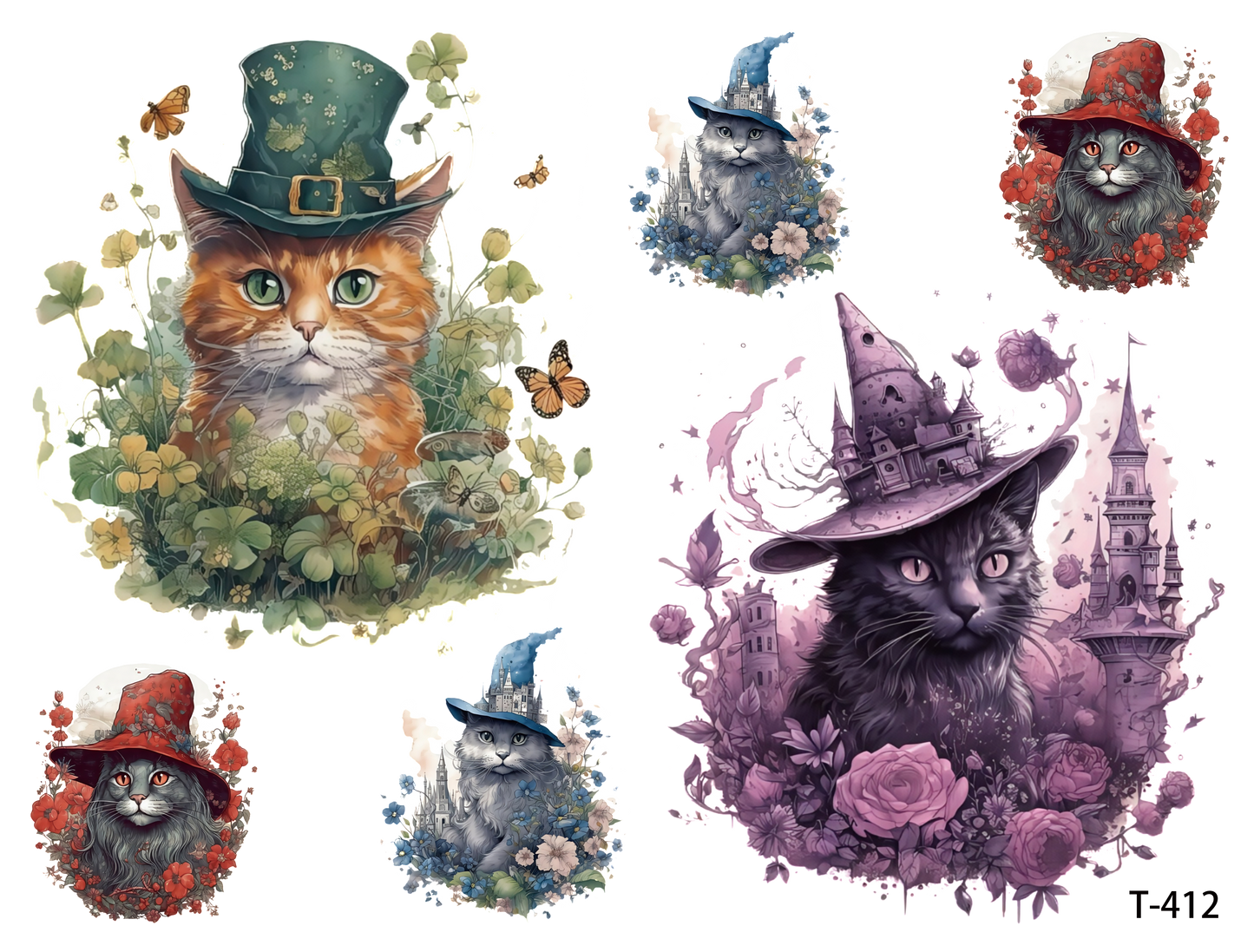 T4111-T420 3D pre-cut embossed sticker 1pcs (4.92*3.74 inch) T412