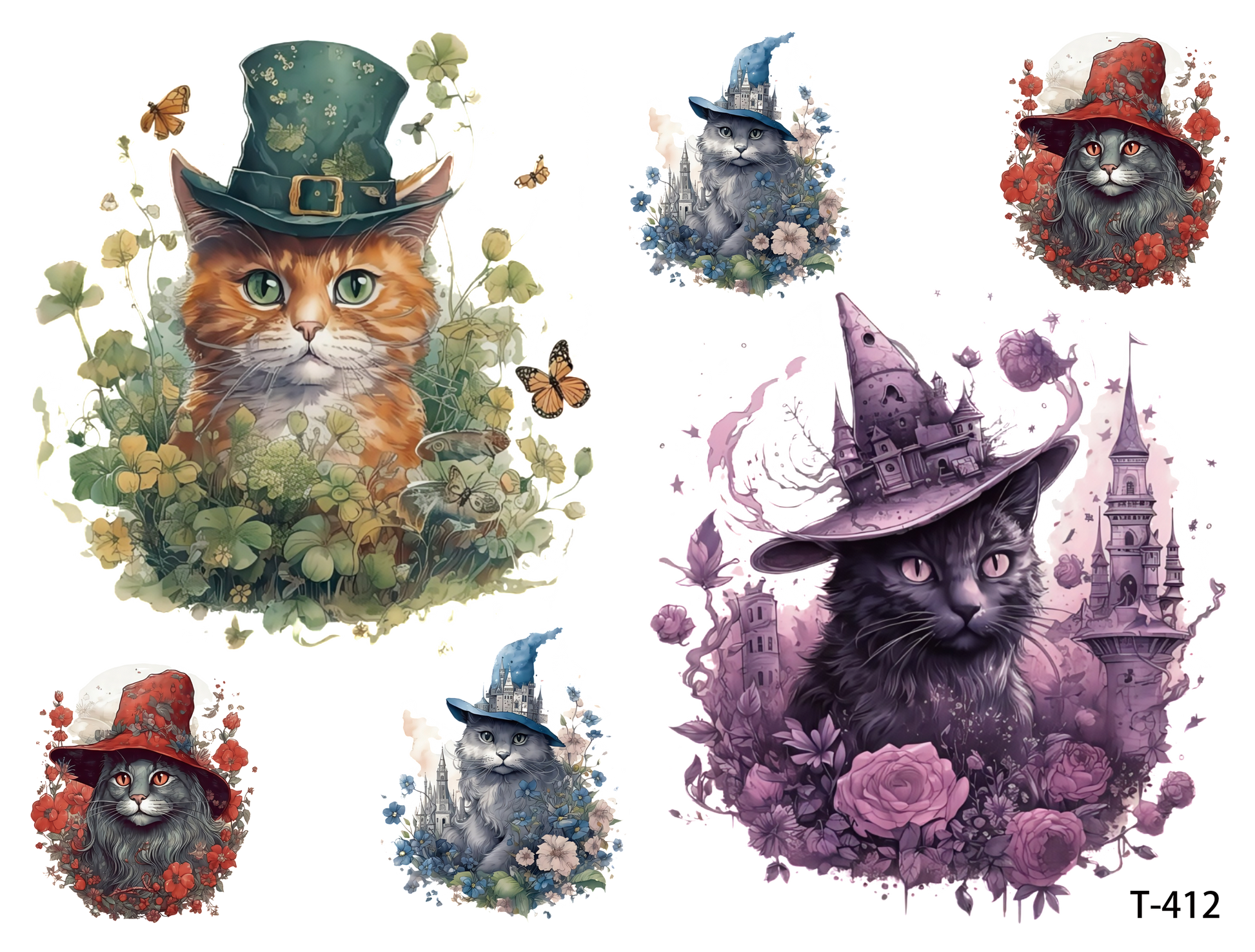 T4111-T420 3D pre-cut embossed sticker 1pcs (4.92*3.74 inch) T412