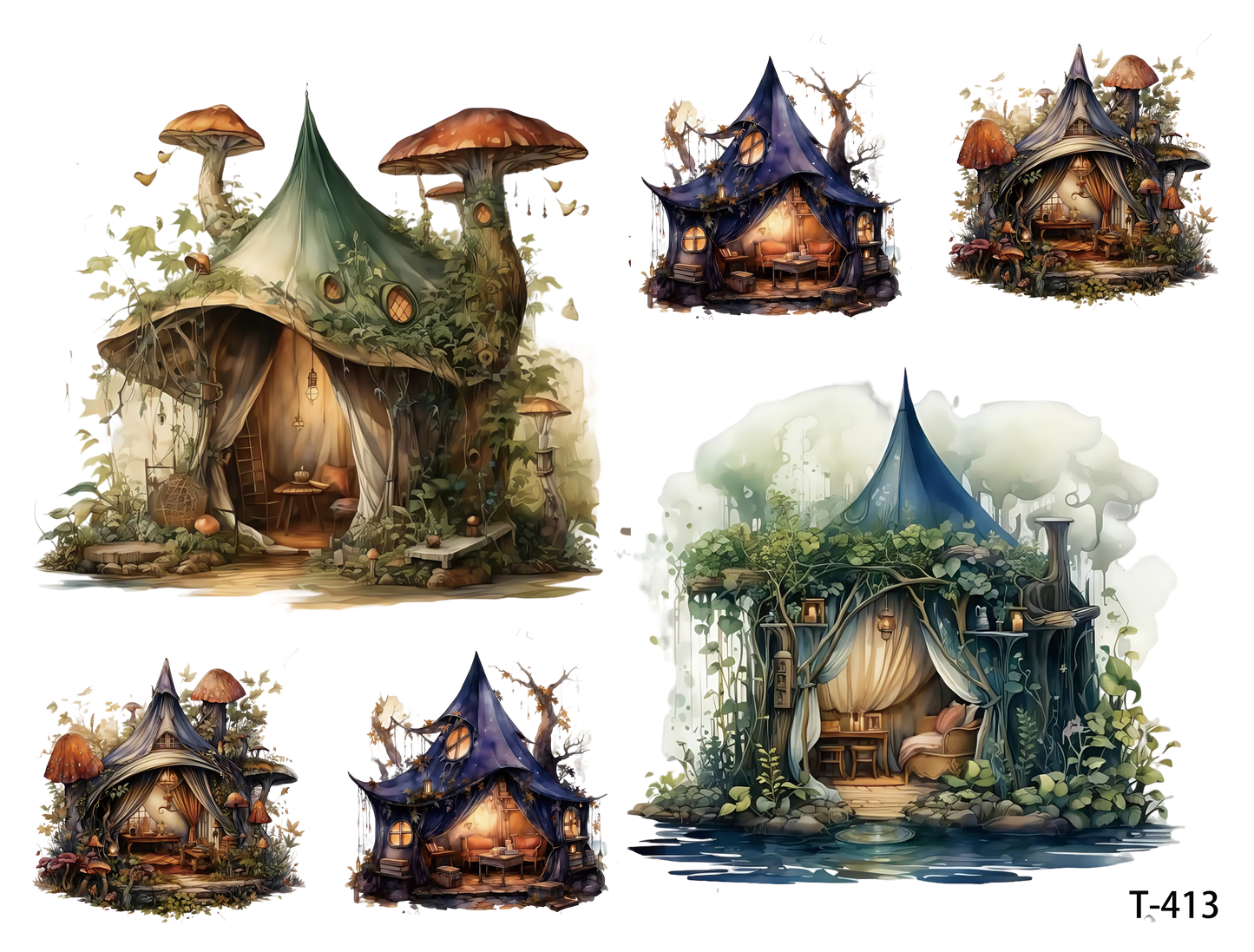 T4111-T420 3D pre-cut embossed sticker 1pcs (4.92*3.74 inch) T413