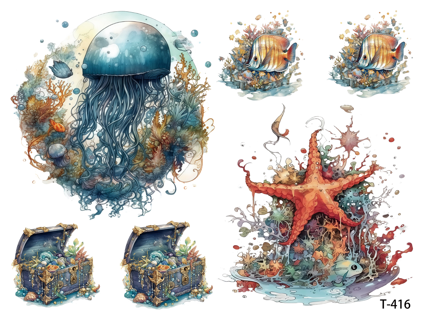 T4111-T420 3D pre-cut embossed sticker 1pcs (4.92*3.74 inch) T416