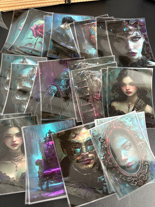 X02 PET background sticker junk journal, scrapbooking,bullet journal, card making 1pack 24 pcs (pattern size 6.4*8.7 cm)