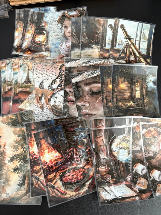 X05 PET background sticker junk journal, scrapbooking,bullet journal, card making 1pack 24 pcs (pattern size 6.4*8.7 cm)