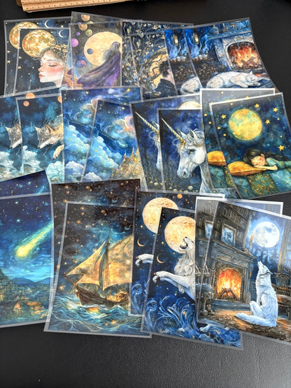 X11 PET background sticker junk journal, scrapbooking,bullet journal, card making 1pack 24 pcs (pattern size 6.4*8.7 cm)