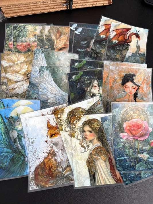 X12 PET background sticker junk journal, scrapbooking,bullet journal, card making 1pack 24 pcs (pattern size 6.4*8.7 cm)