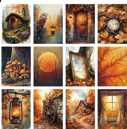 X23PET Autumn background sticker junk journal, scrapbooking,bullet journal, card making 1pack 24 pcs (pattern size 6.4*8.7 cm)