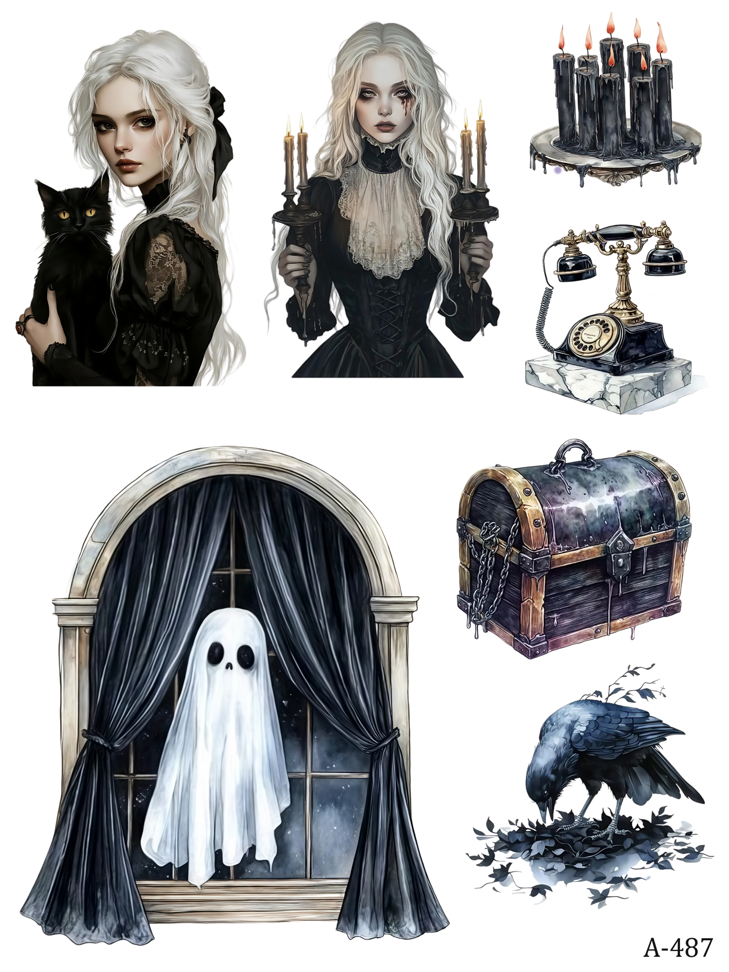 A463-A487 embossed sticker A487 pre-cut embossed sticker (5.91*7.87 inch)