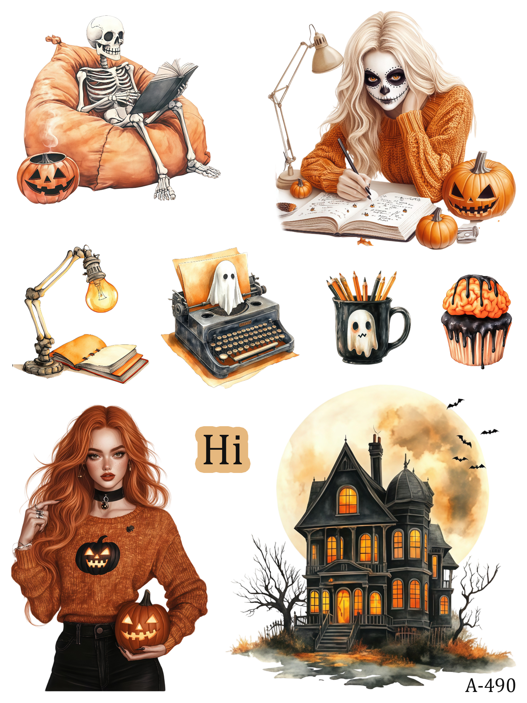 A490-A498 embossed sticker A490 pre-cut embossed sticker (5.91*7.87 inch)