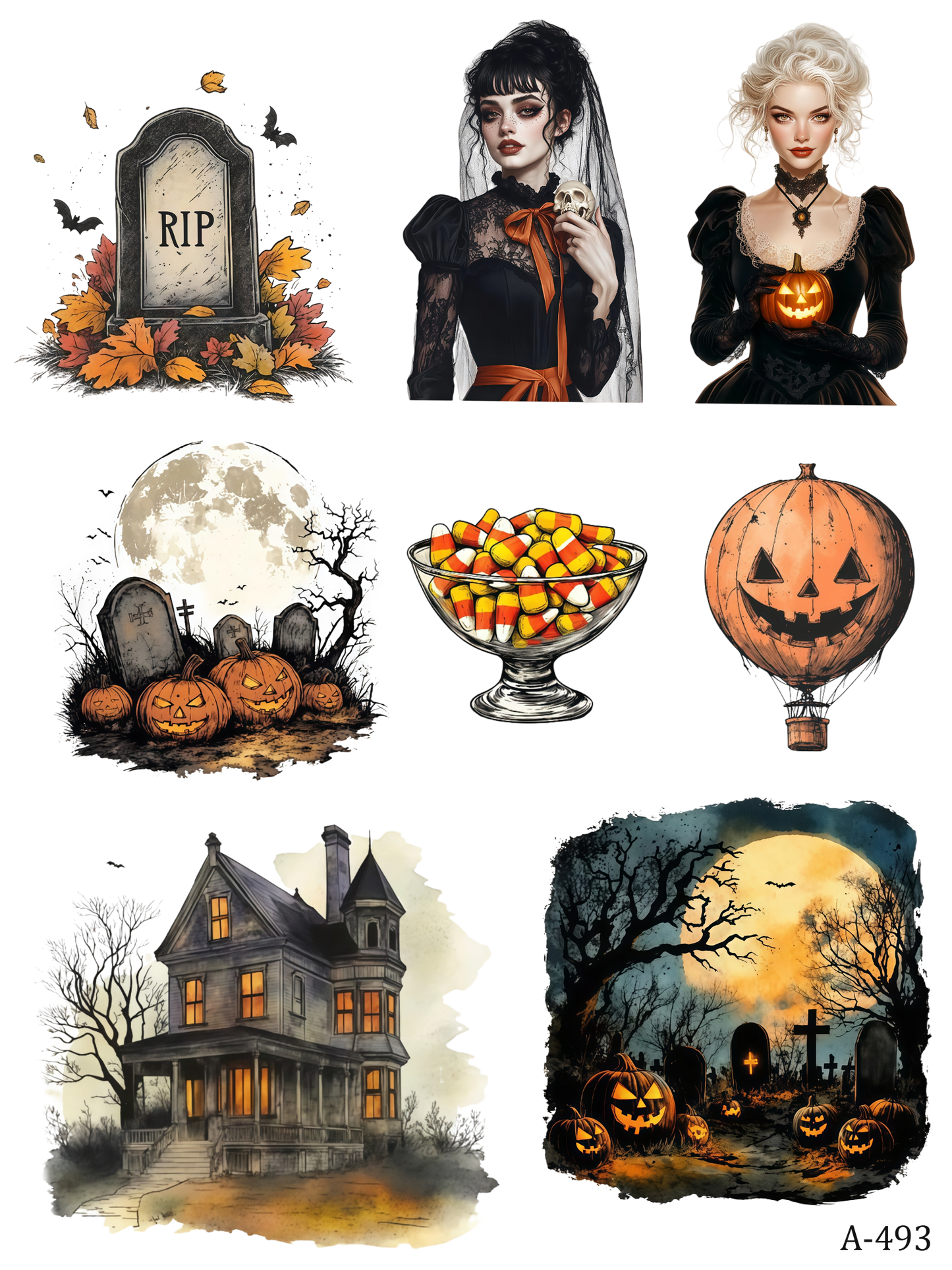 A490-A498 embossed sticker A493 pre-cut embossed sticker (5.91*7.87 inch)