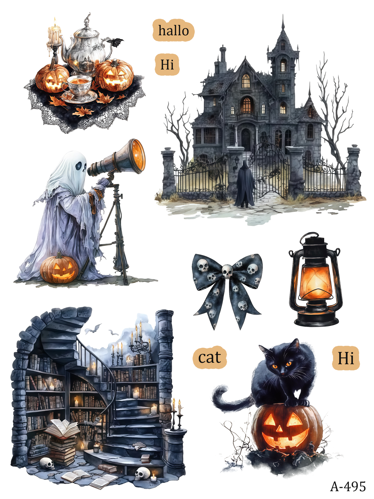 A490-A498 embossed sticker A495 pre-cut embossed sticker (5.91*7.87 inch)