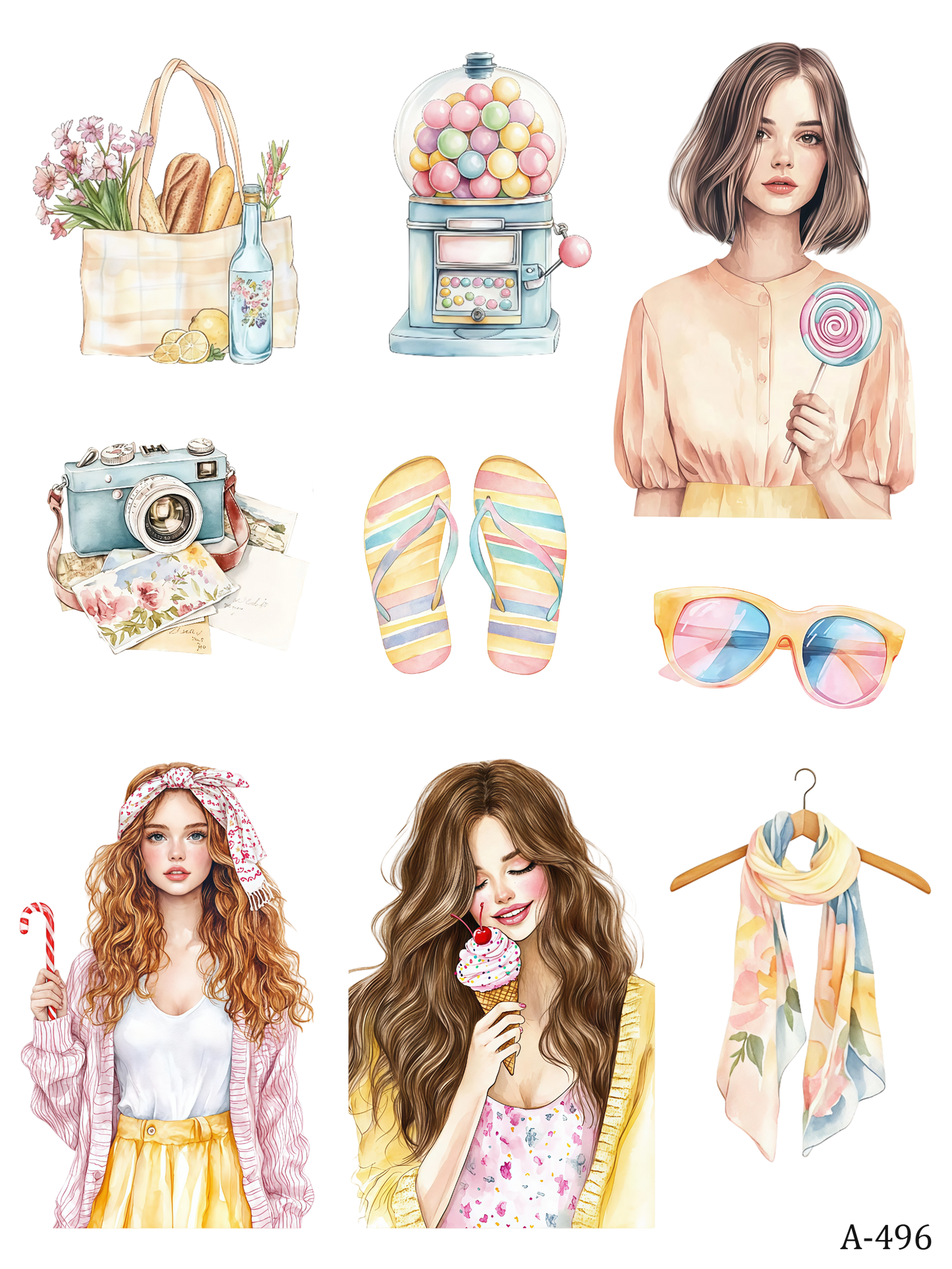 A490-A498 embossed sticker A496 pre-cut embossed sticker (5.91*7.87 inch)