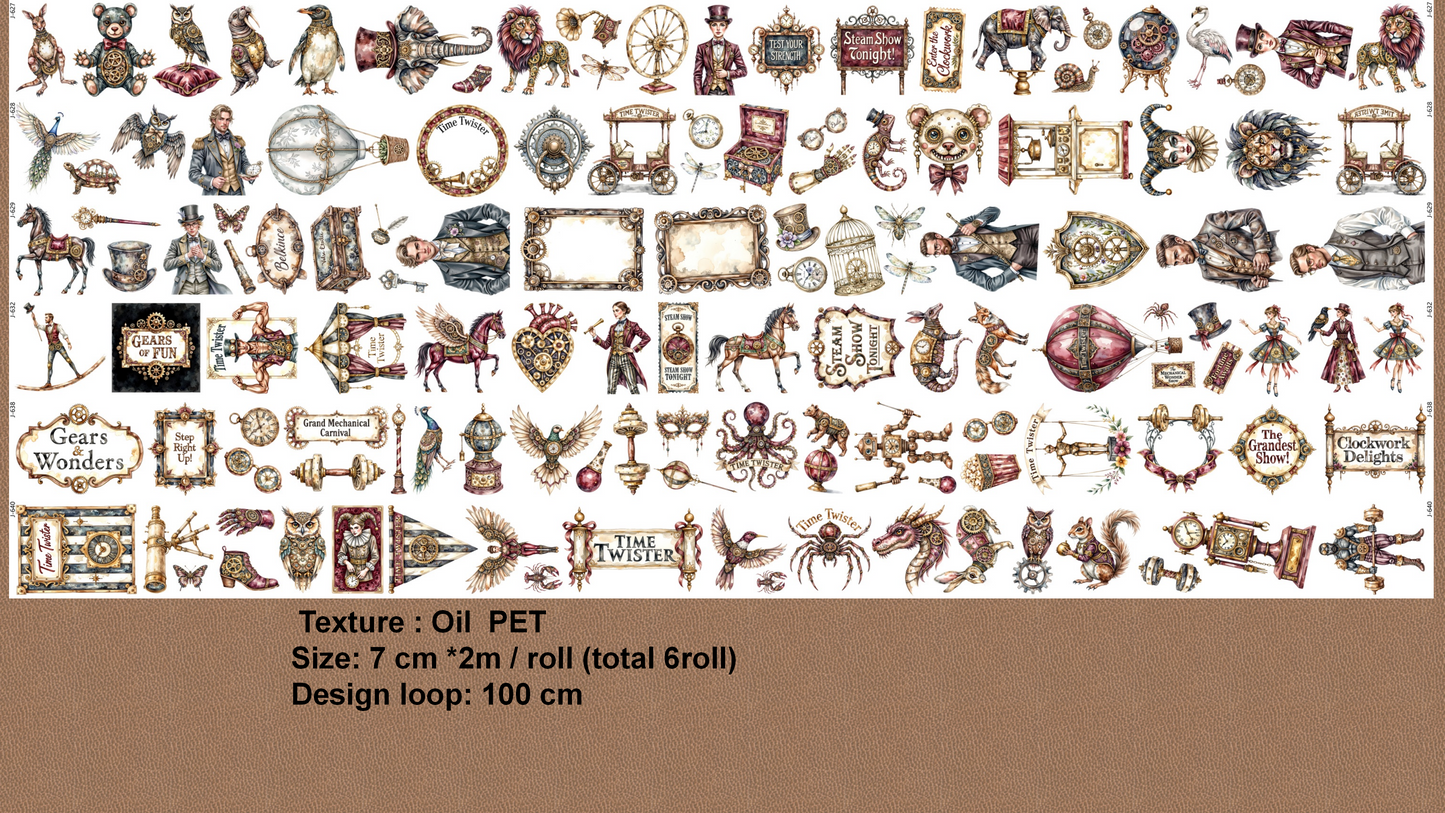 Steampunk Circus Ballroom Soiree Joker Pet Tape Journal Stickers Craft Supplies Planner for Creative Projects Unique Theme