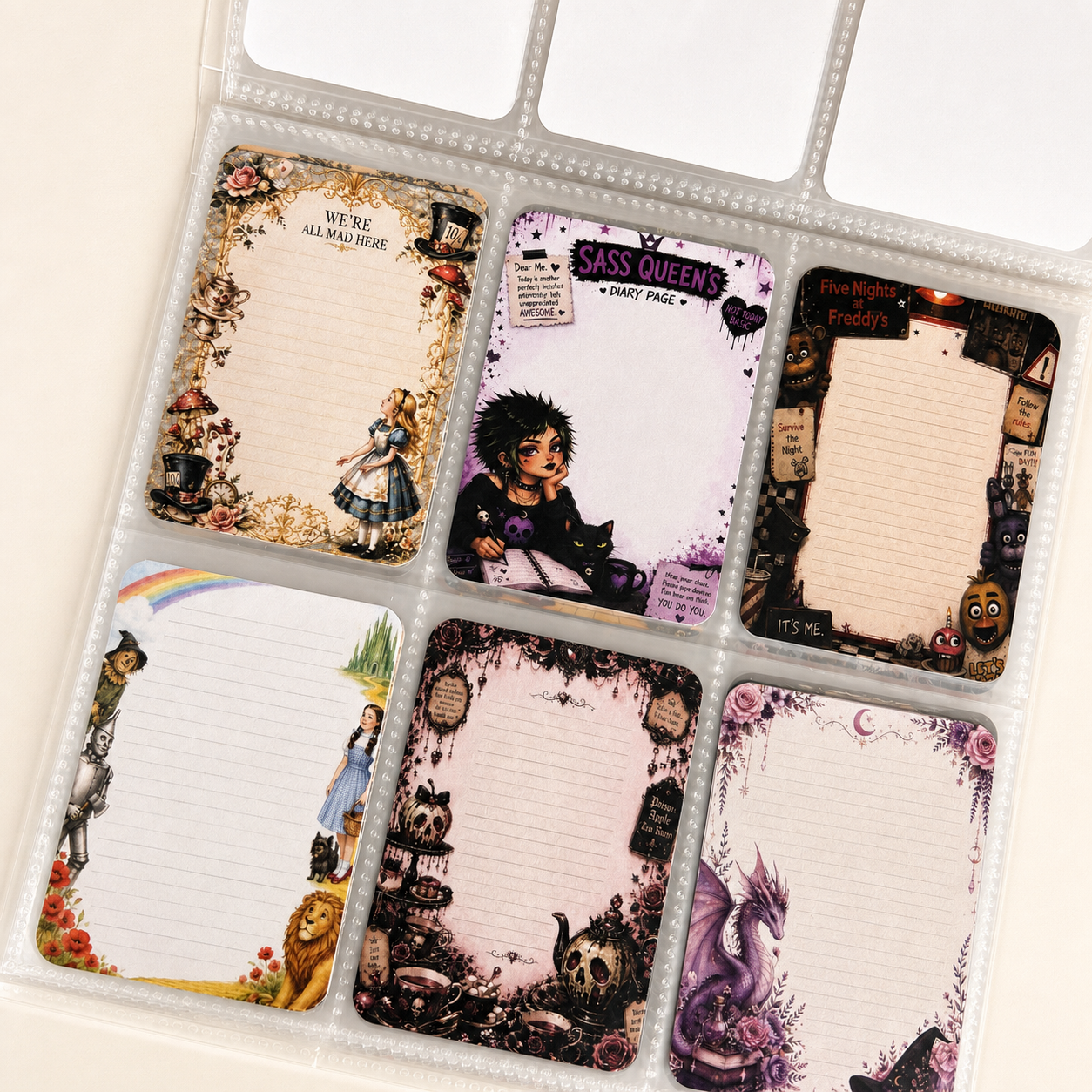 A mix of movie,, Alice, Wizard of Oz, fairy,Gothic,cute and other backgrounds ATC card bundle