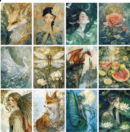 X12 PET background sticker junk journal, scrapbooking,bullet journal, card making 1pack 24 pcs (pattern size 6.4*8.7 cm)